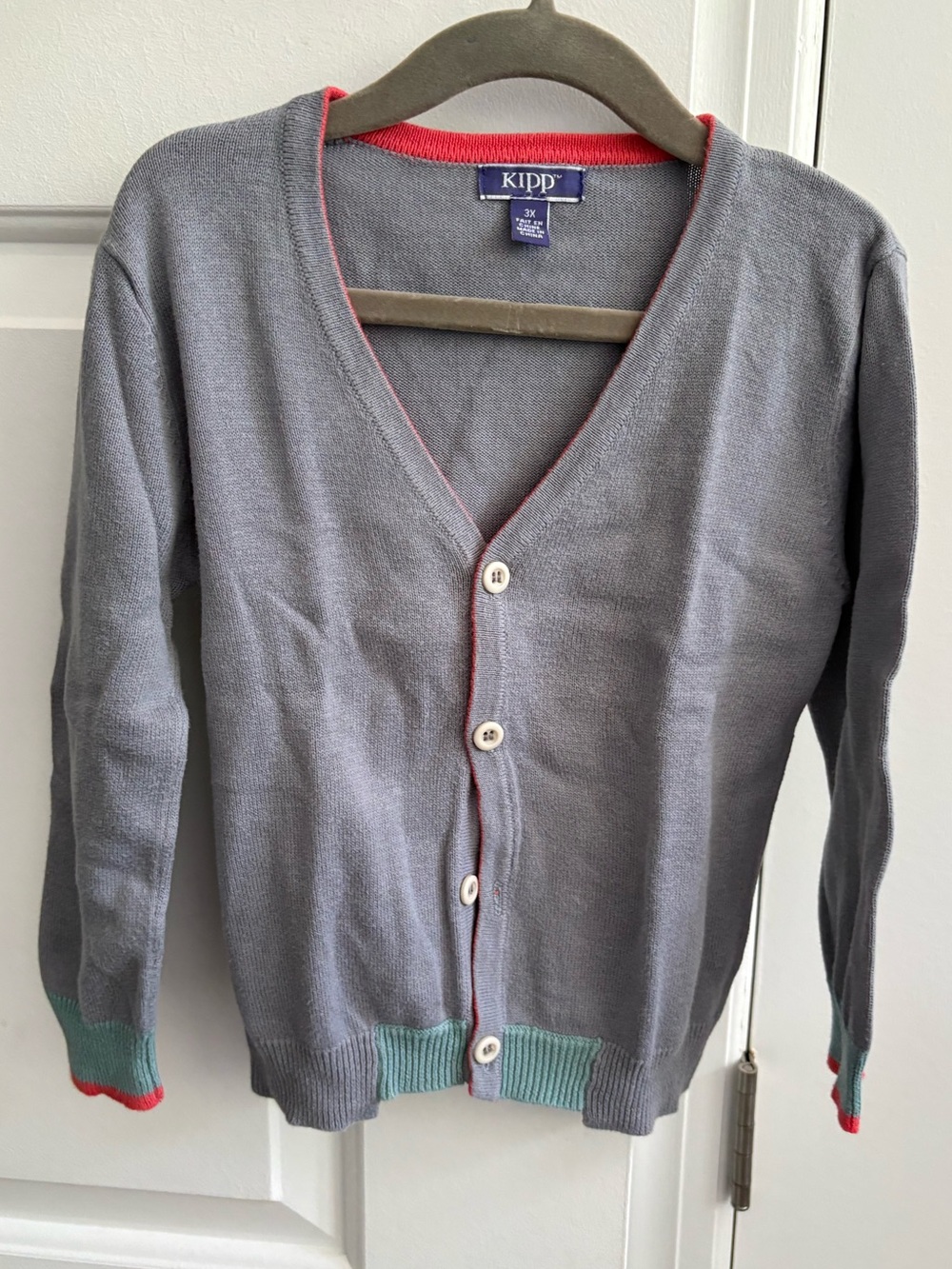 Maisonette Kipp toddler boy Gray V-Neck Cardigan sweater knit French fall 3T 36
